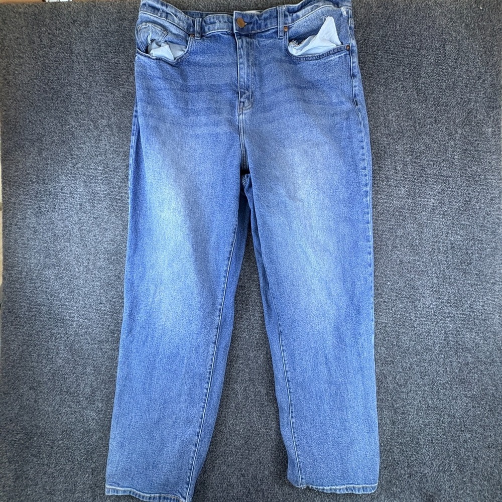 Lane Bryant Loose Straight Jeans Women 38x30.5 Blue Denim Mid Rise Signature Fit